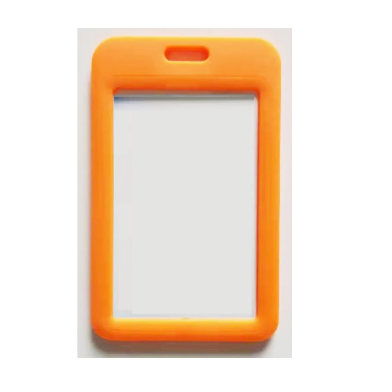 Picture of Orange 86x54 mm Card holder / carrying case hard plastic / Badge holder. Clear on both sides. (vertical / portrait). 60270343