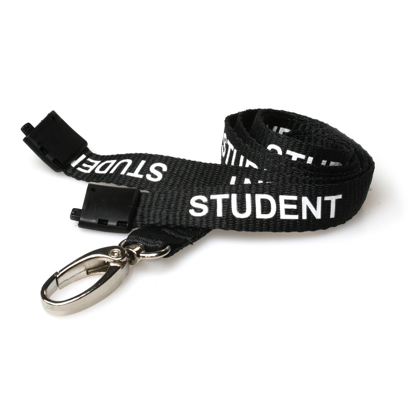 Billede af Student sort lanyard / Halssnor / Keyhanger / Nøglesnor / Halsrem 15 mm med metal krog. 60270596