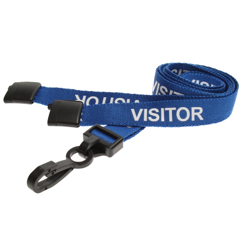Picture of Visitor blue lanyard / keyhanger 15 mm with plastic J clip. 60270599